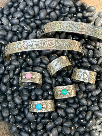 Native Made Freddy Platero All Silver Heart Cuff