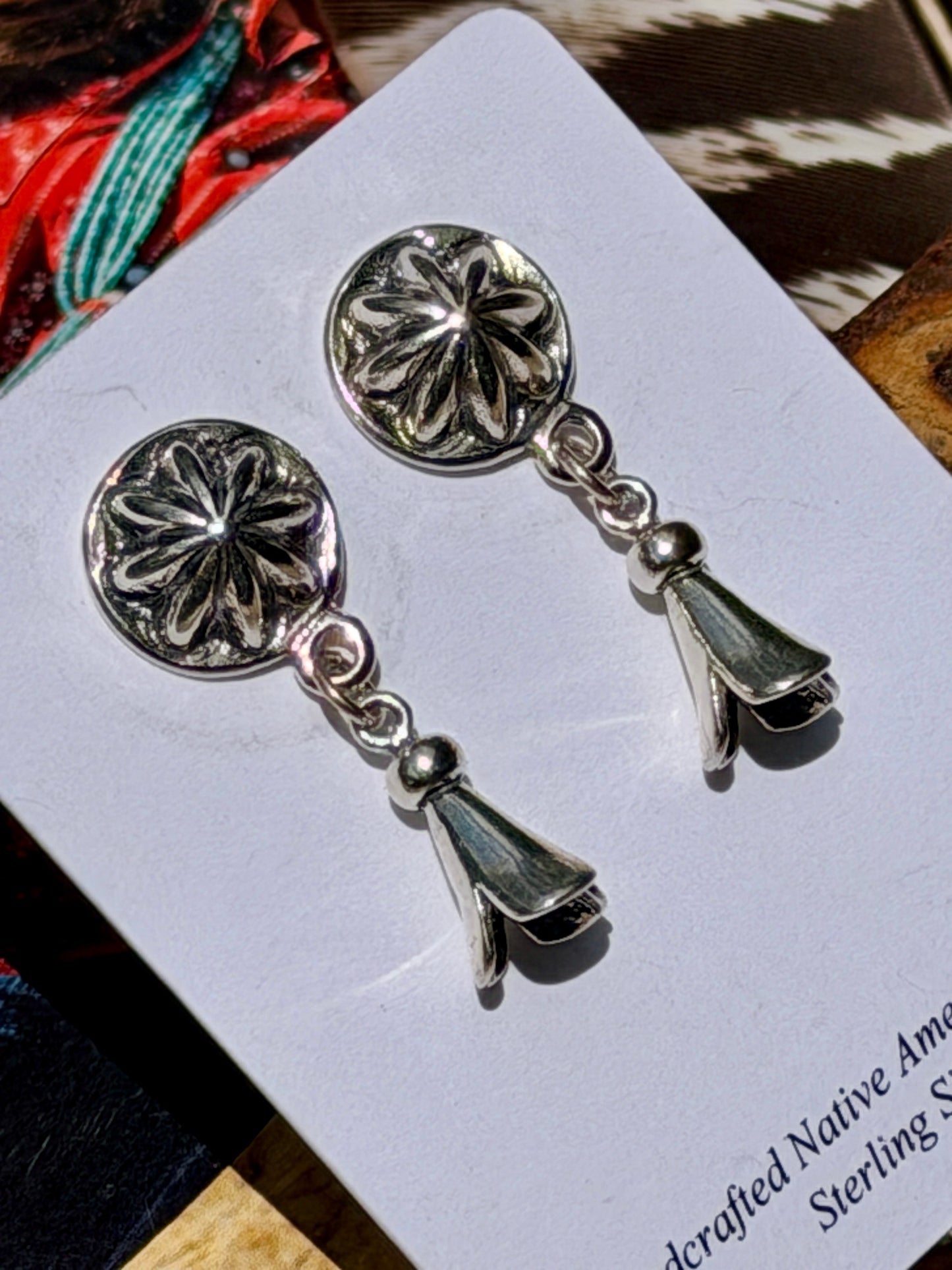 Sterling Silver Concho Blossom Earrings