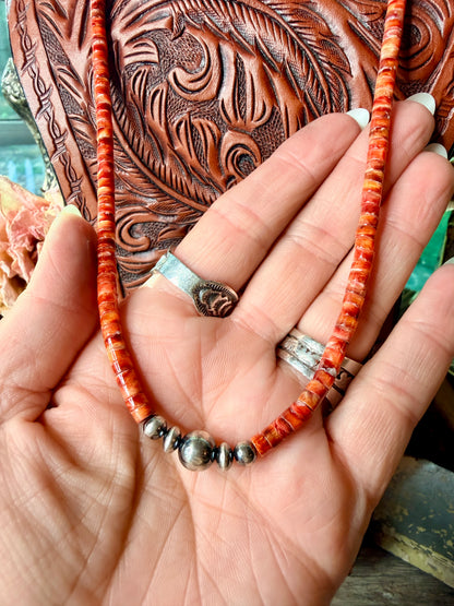 Red Spiny Oyster Desert Pearl Beaded Necklace