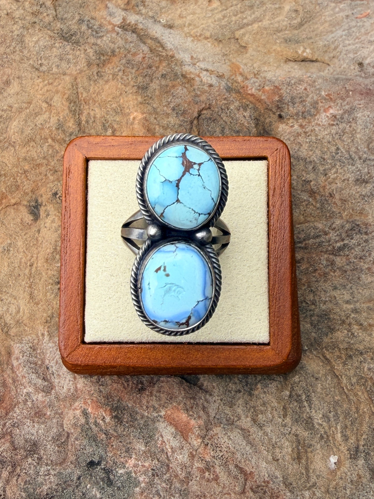 Darrin Livingston Golden Hills Turquoise Sterling Silver Ring Size 8.5