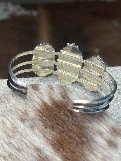 Native Made Three Stone Turquoise Cuff by Irvin Tsosie