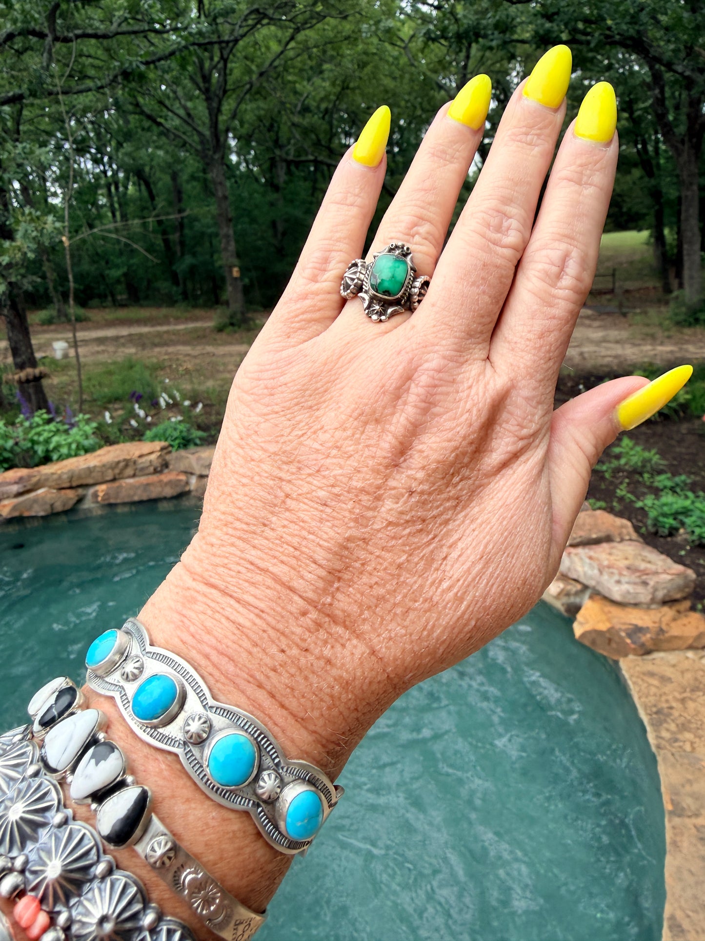 Genevieve Francisco Kingman Turquoise & Sterling Silver Ring Size 6