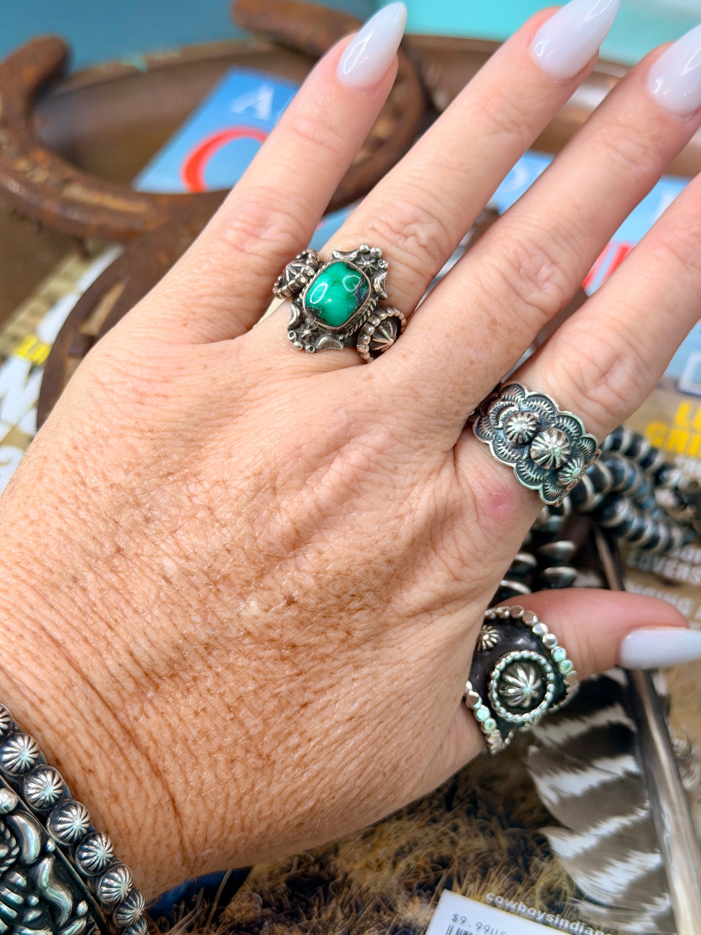 Genevieve Francisco Kingman Turquoise & Sterling Silver Ring Size 6