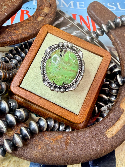 Authentic Gaspeite Ring size 7.5 by Samuel Yellowhair