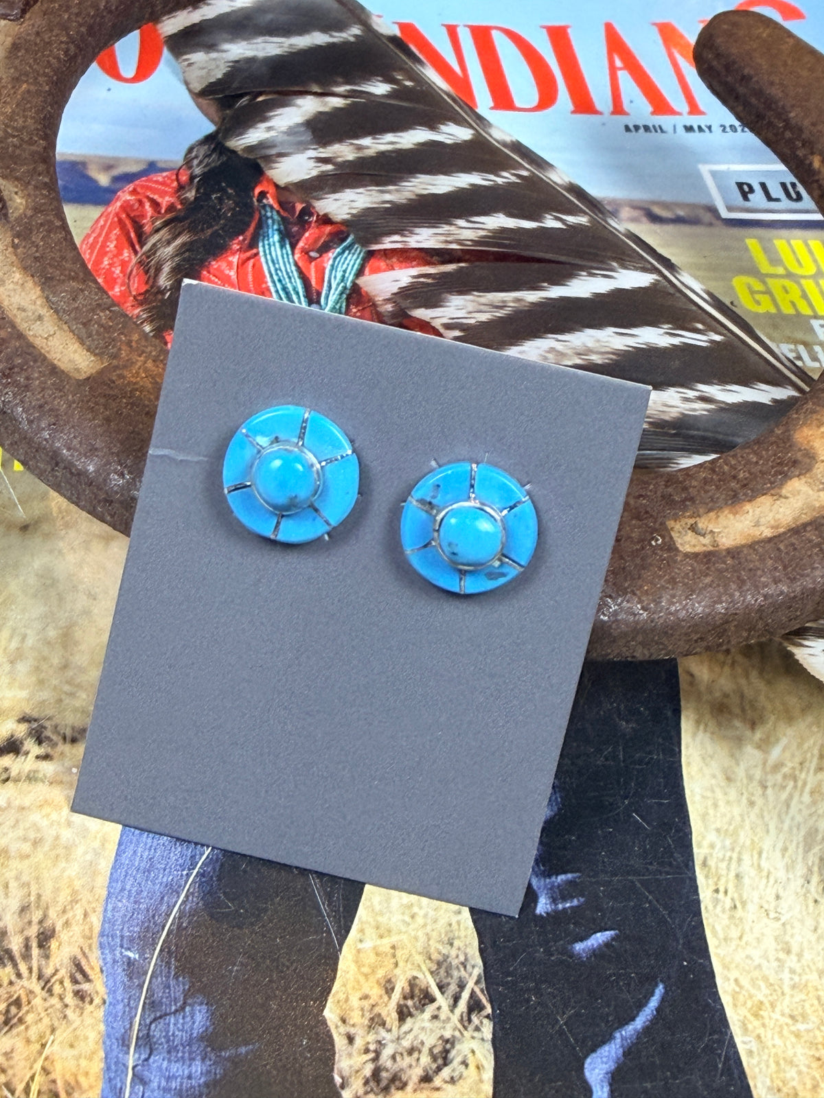 Kingman Button Earrings by Valerie Benally