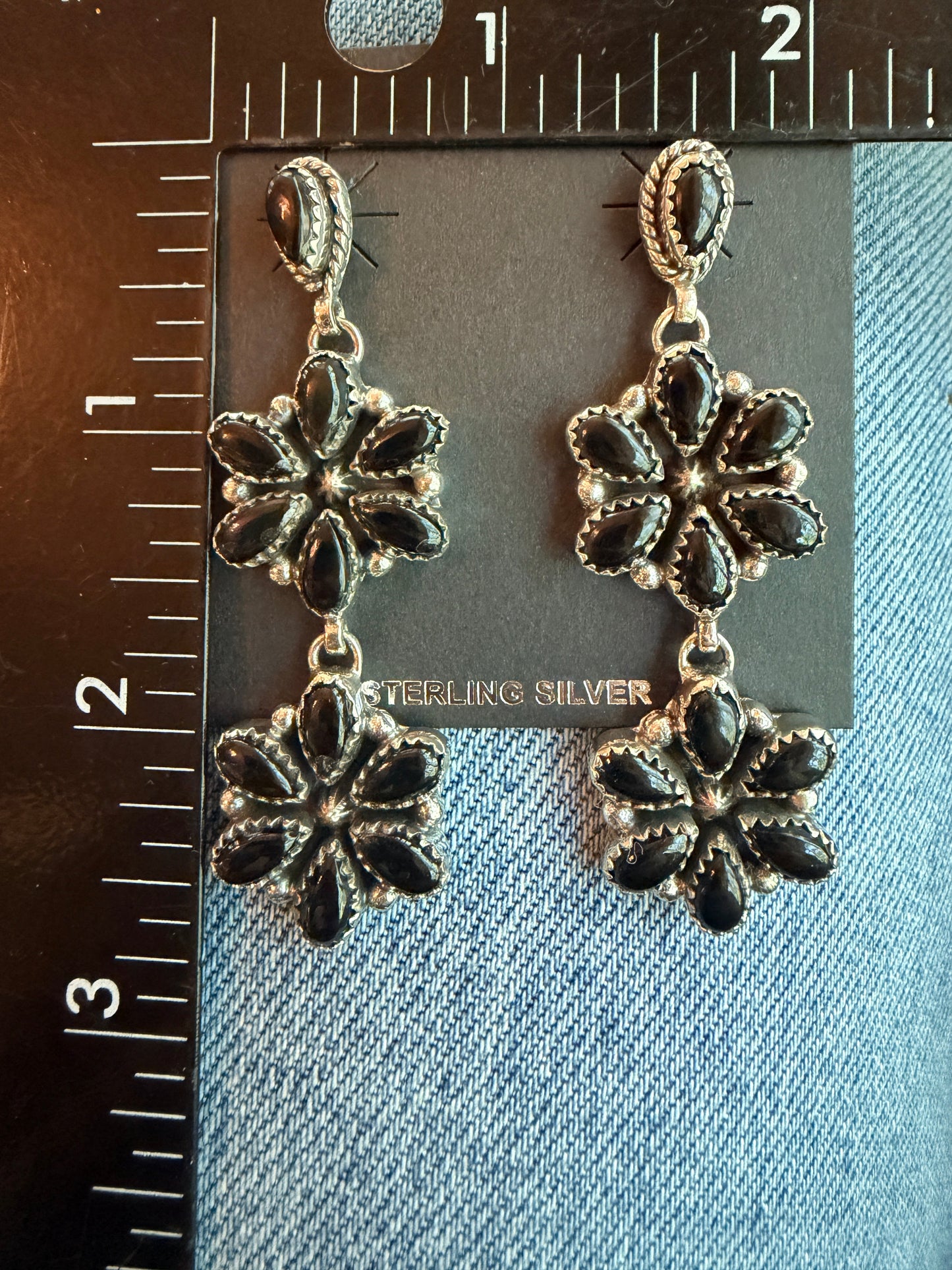 Onyx Cluster Drop Earrings