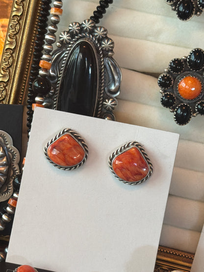 Orange Spiny Studs by Chasity Belone