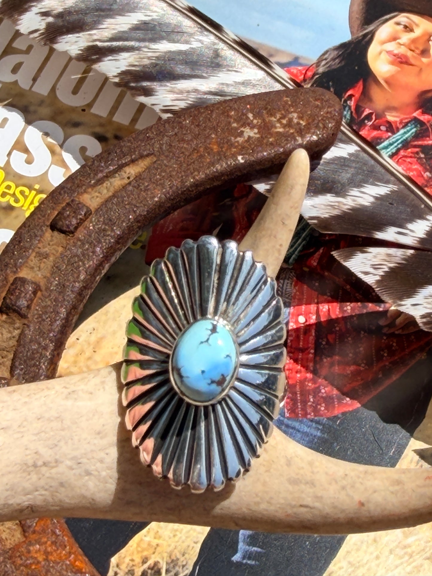 Golden Hills Concho Adjustable Ring by Victor Coriz