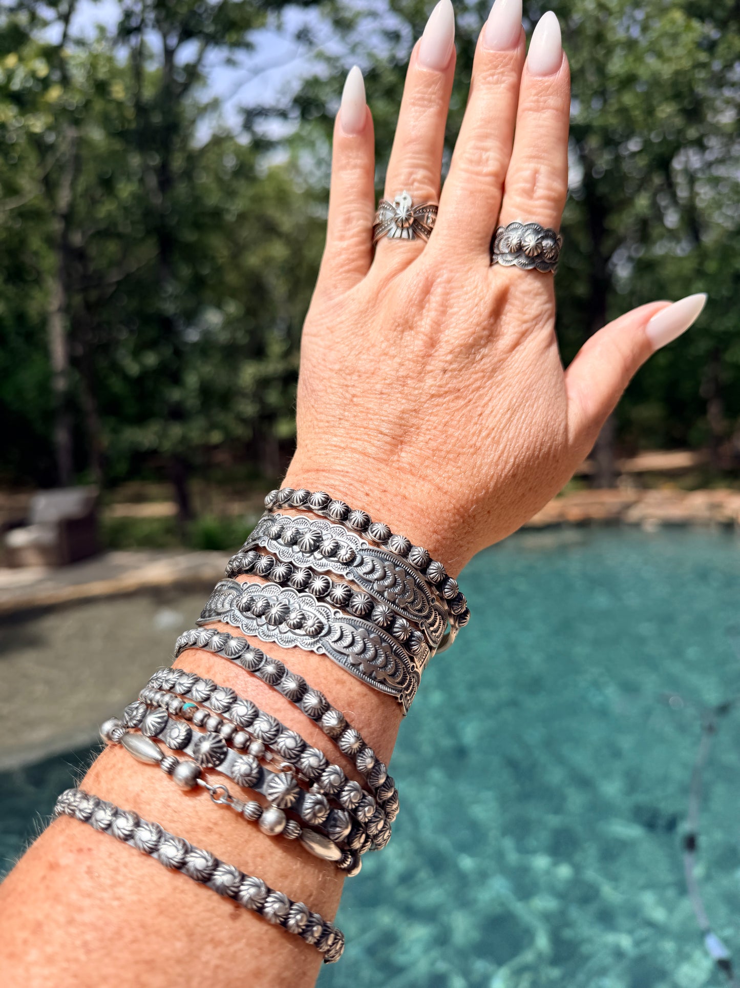 HANDCRAFTED STERLING SILVER STUDDED CUFF BRACELET