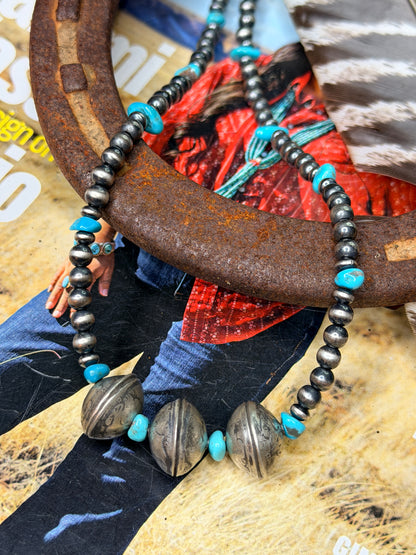 Mercury Dime Coin and Turquoise Necklace