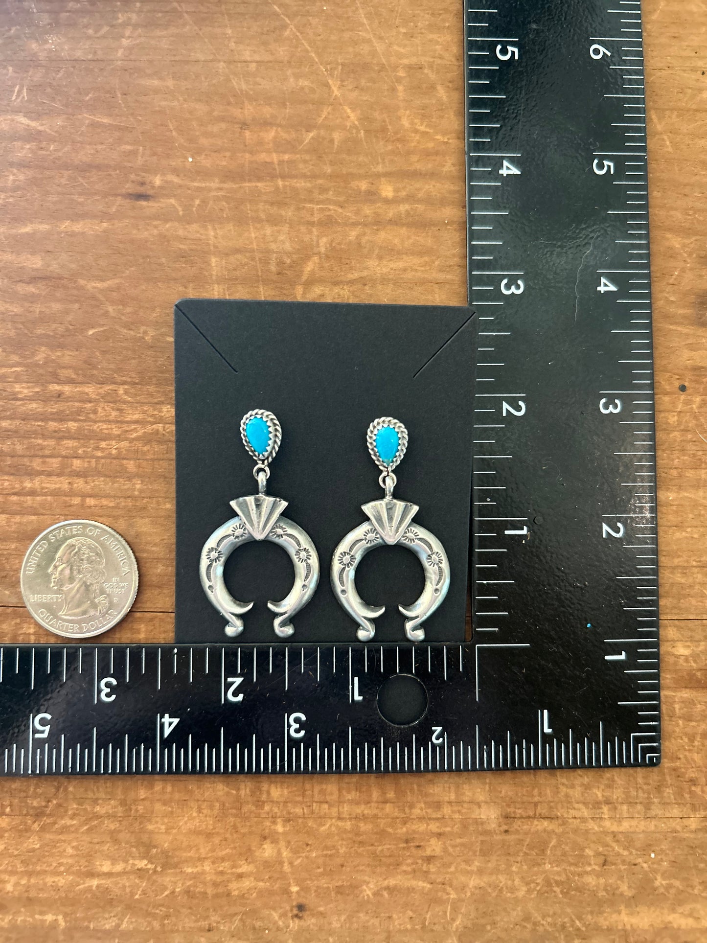 Native Made Naja Turquoise Earrings by Navajo Artist Verley Betone
