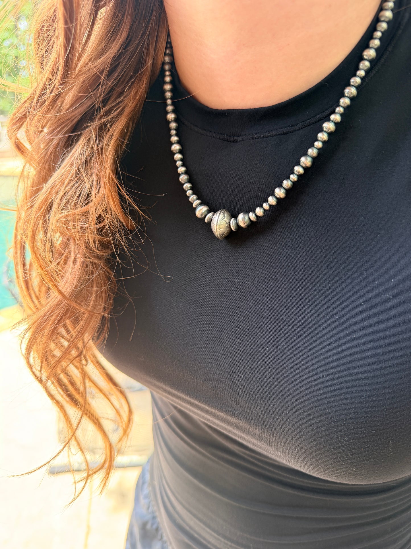 Mercury Dime Coin Necklace with Graduated Round Pearls and Saucers
