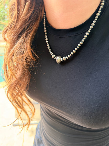 Mercury Dime Coin Necklace with Graduated Round Pearls and Saucers