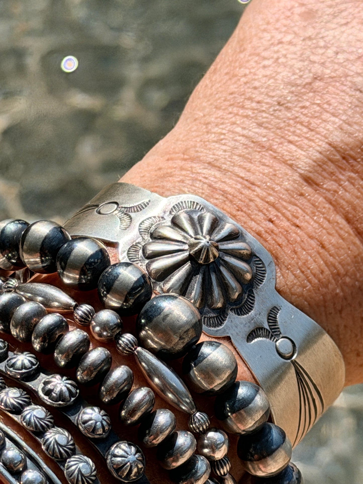 Native Made Repoussé Concho and Old Stamped Design
