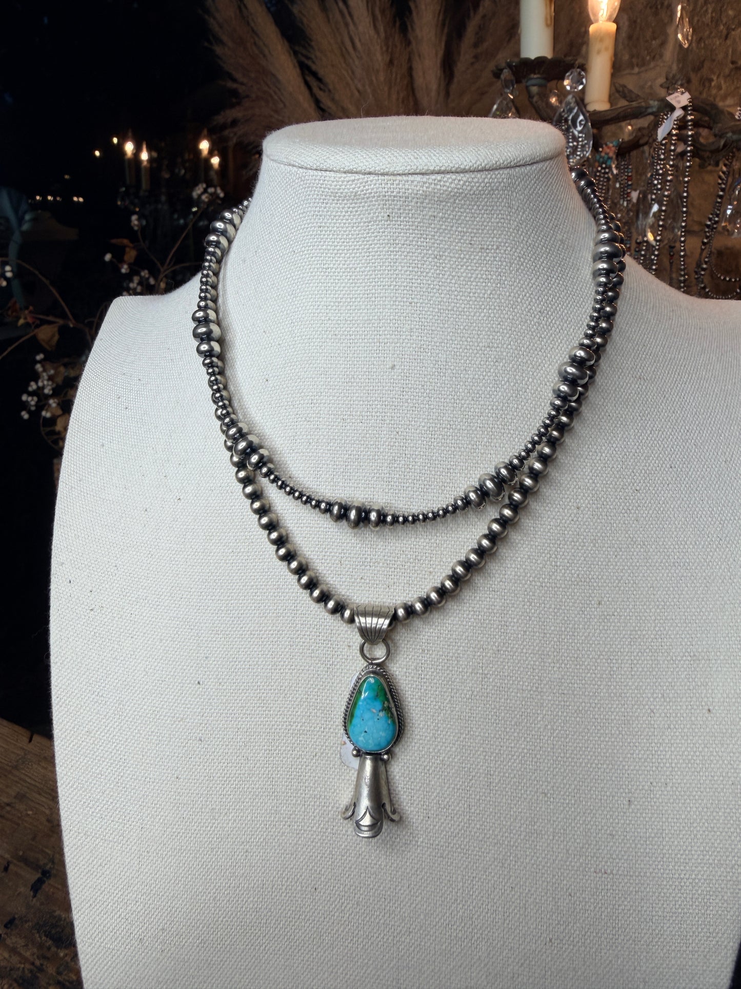 Navajo Handmade Sonoran Gold Necklace by Sharon McCarthy 16” 6mm