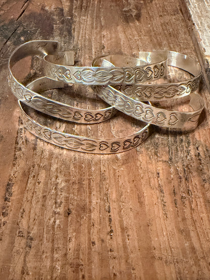 Native Made Freddy Platero All Silver Heart Cuff
