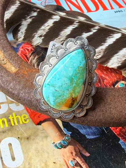 Navajo Handmade Royston Turquoise Adjustable Ring by Scott Skeets