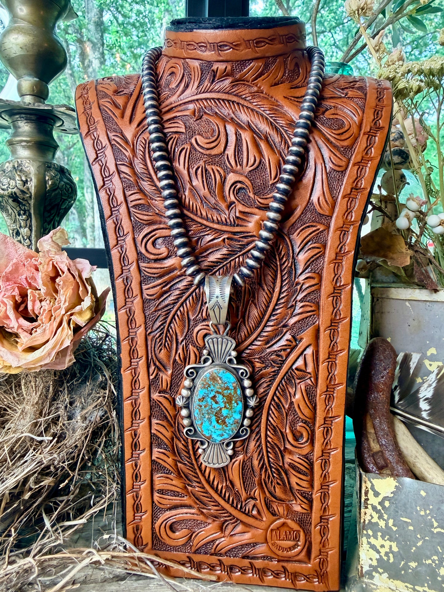 David Benally Kingman Turquoise & Sterling Silver Pendant