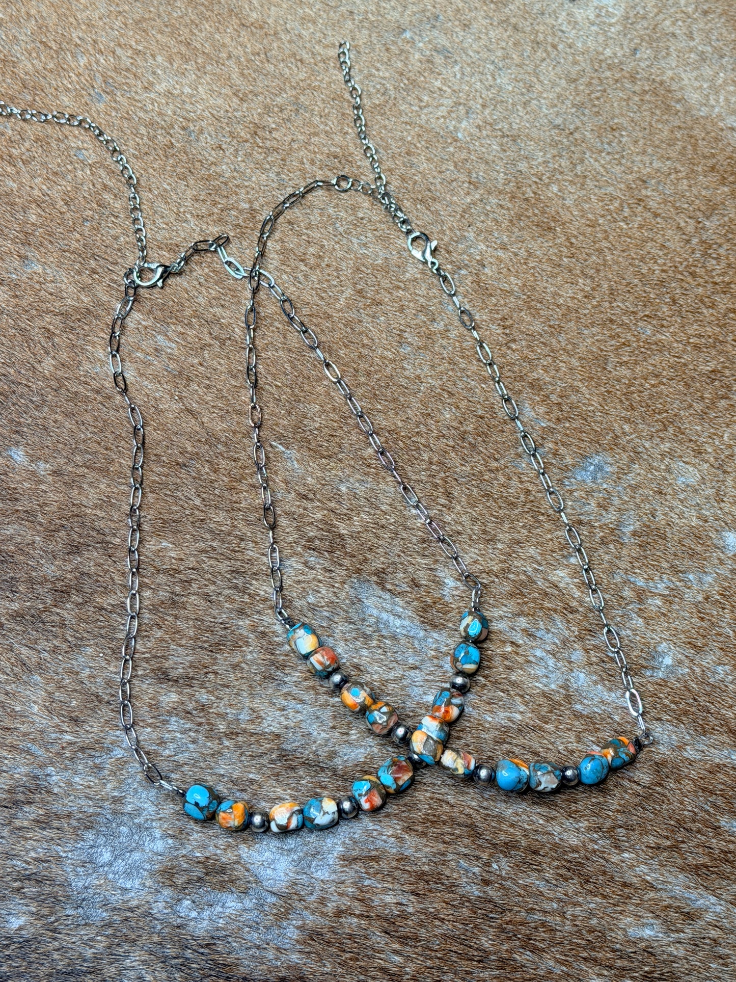 Turquoise & Spiny Oyster Pearl Necklace