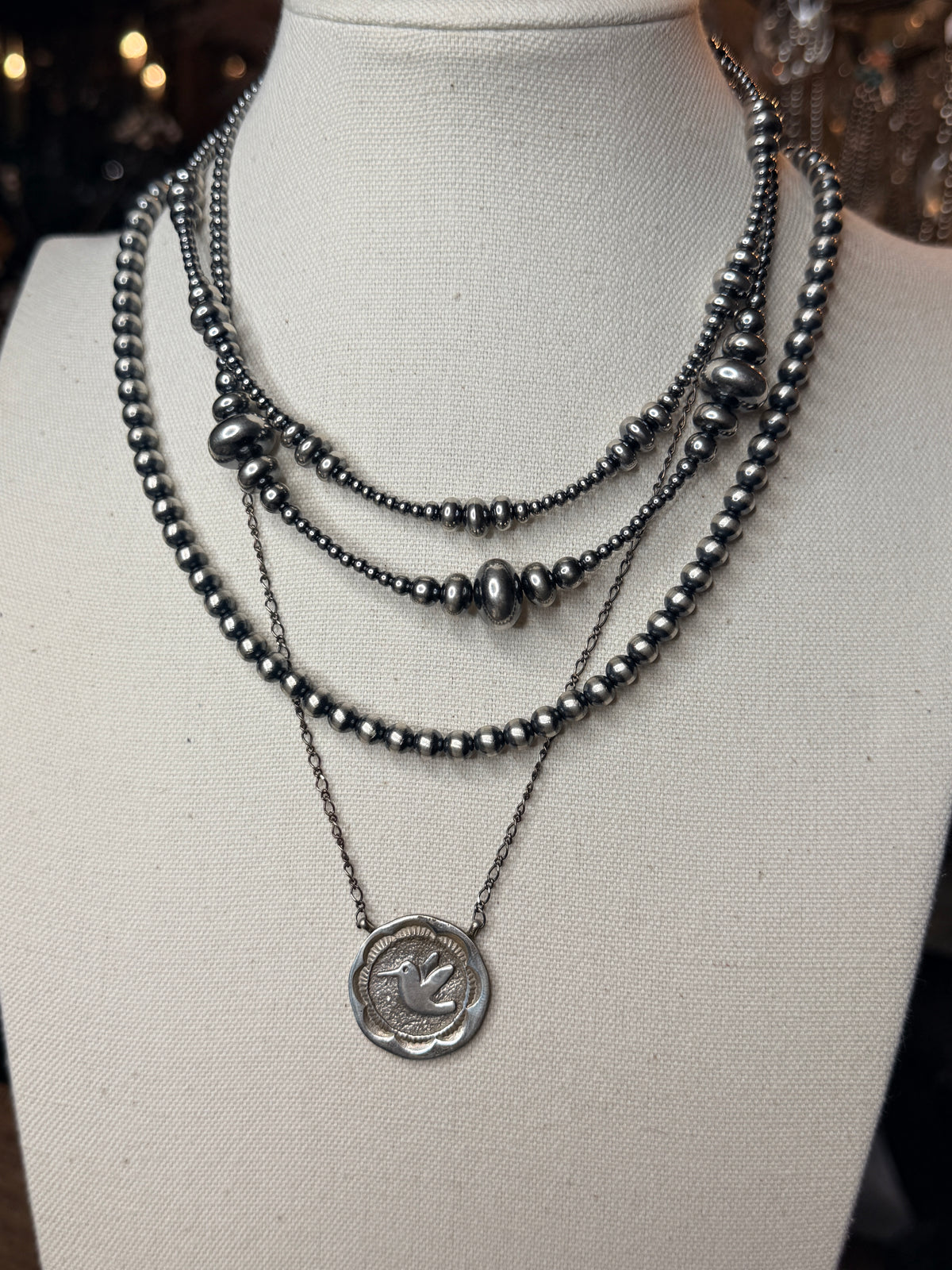 3mm-9mm Rondelle Sterling Silver Pearls Necklace (Choose your length)
