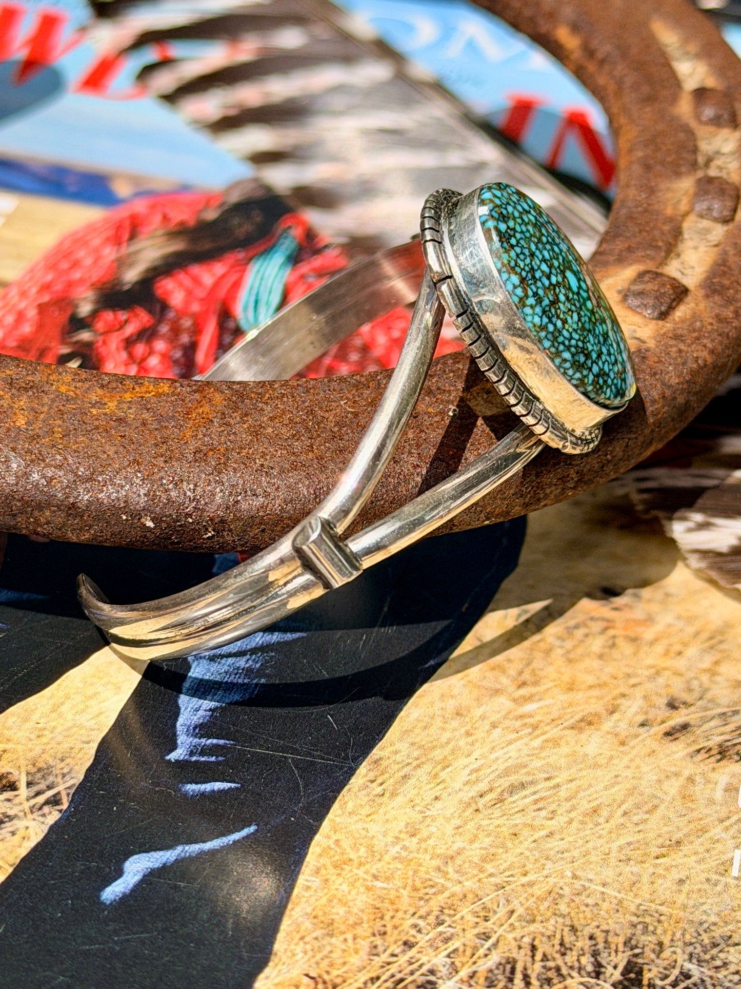 Spiderweb Turquoise Cuff by Samson Etcitty