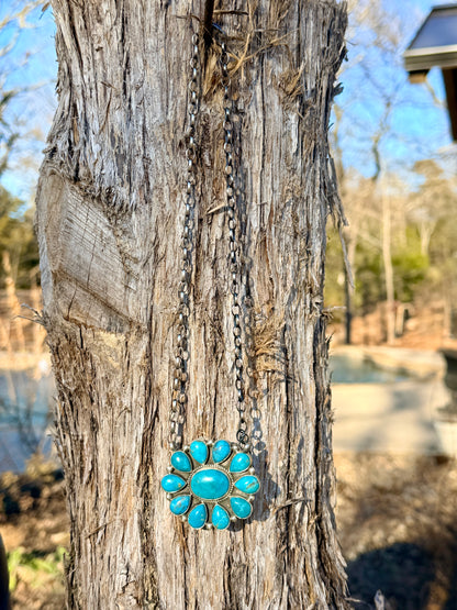 Large Turquoise Cluster Necklace by Geraldine James