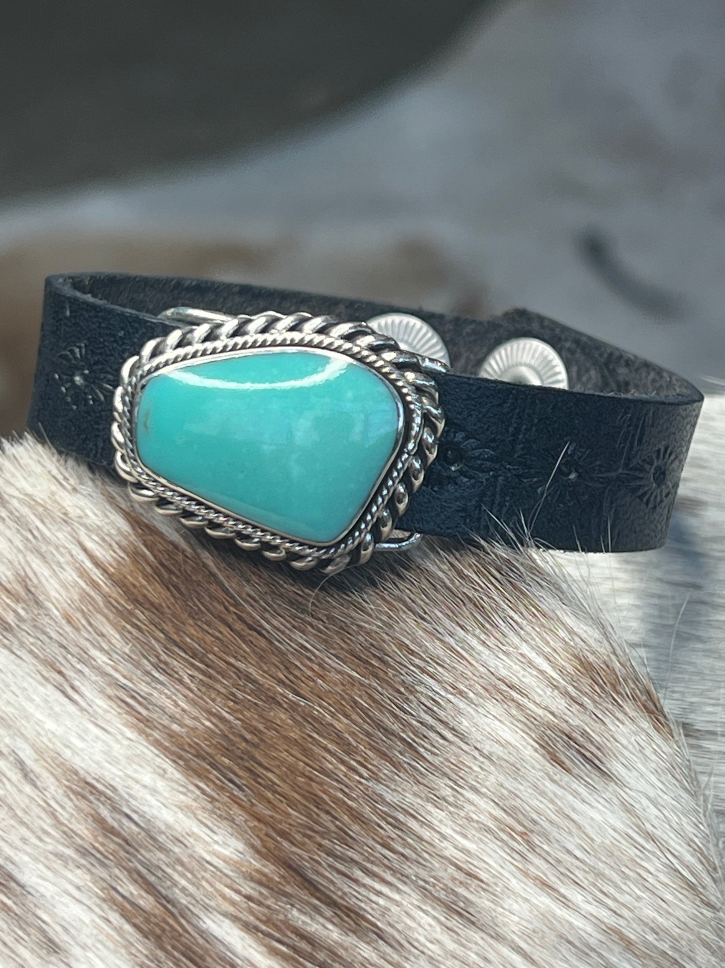 Turquoise and Leather Bracelet