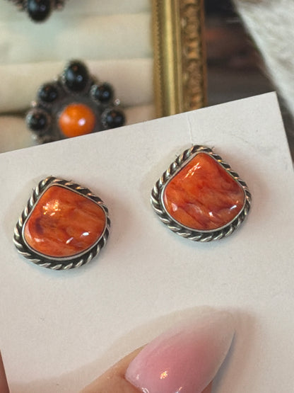 Orange Spiny Studs by Chasity Belone