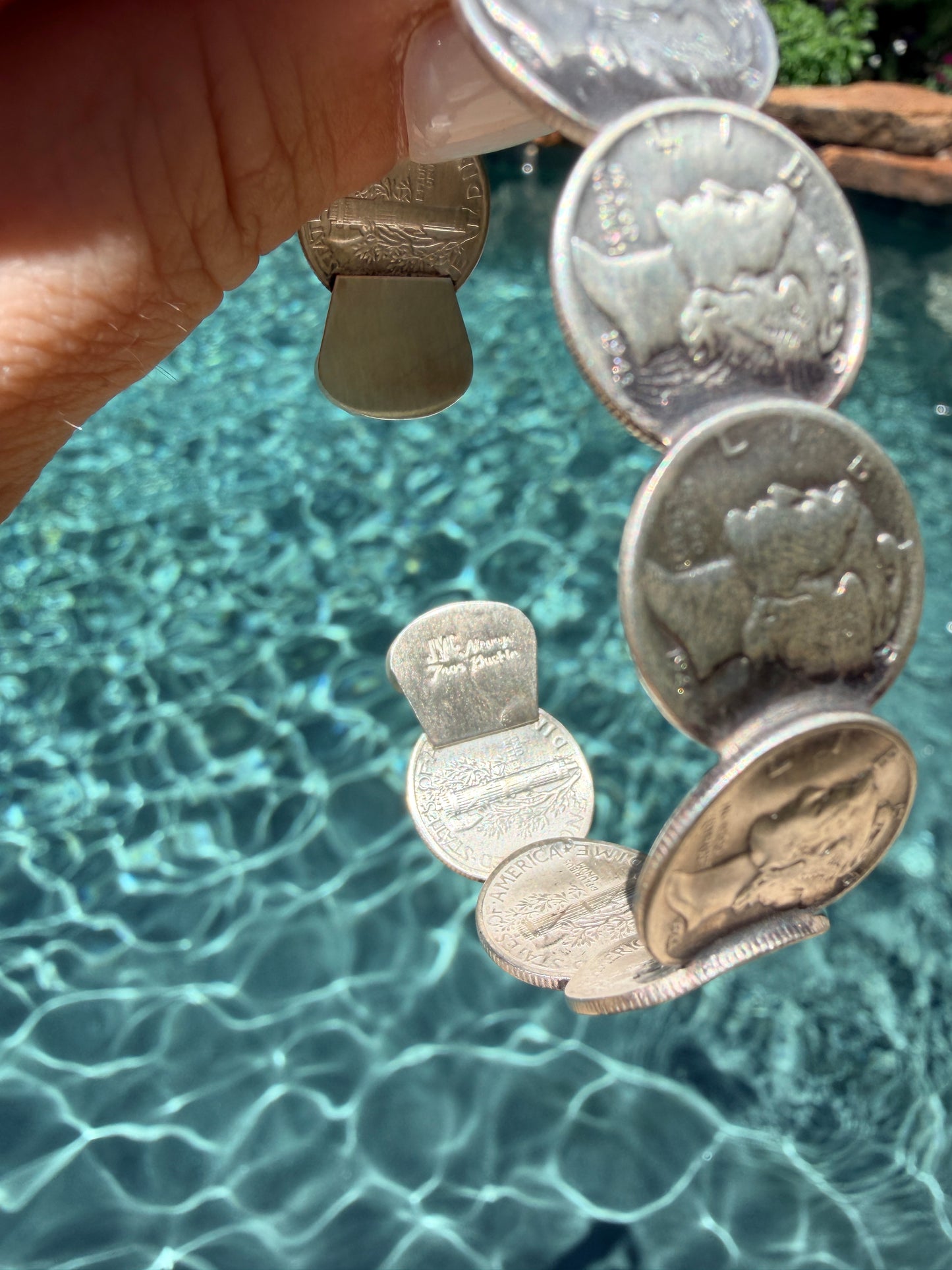 James McCabe Turquoise and Mercury Dime Coin Cuff