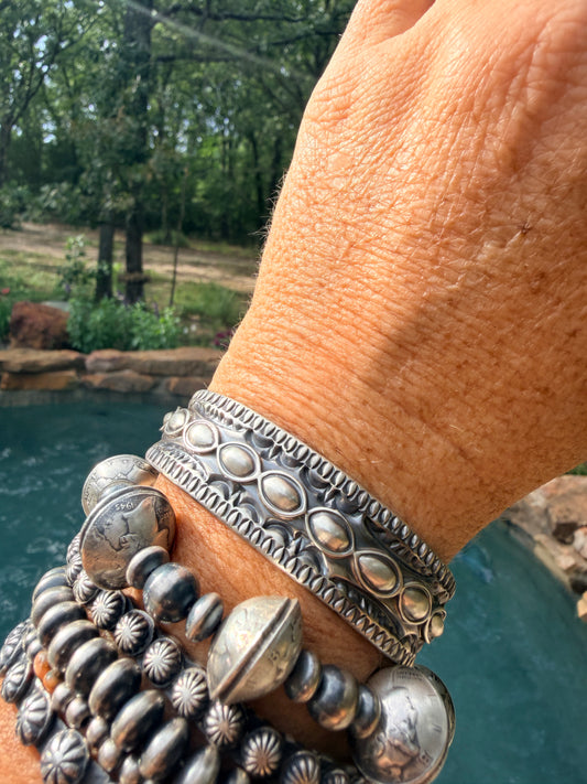 Native Made Sterling Silver Cuff by - Roland Dixson