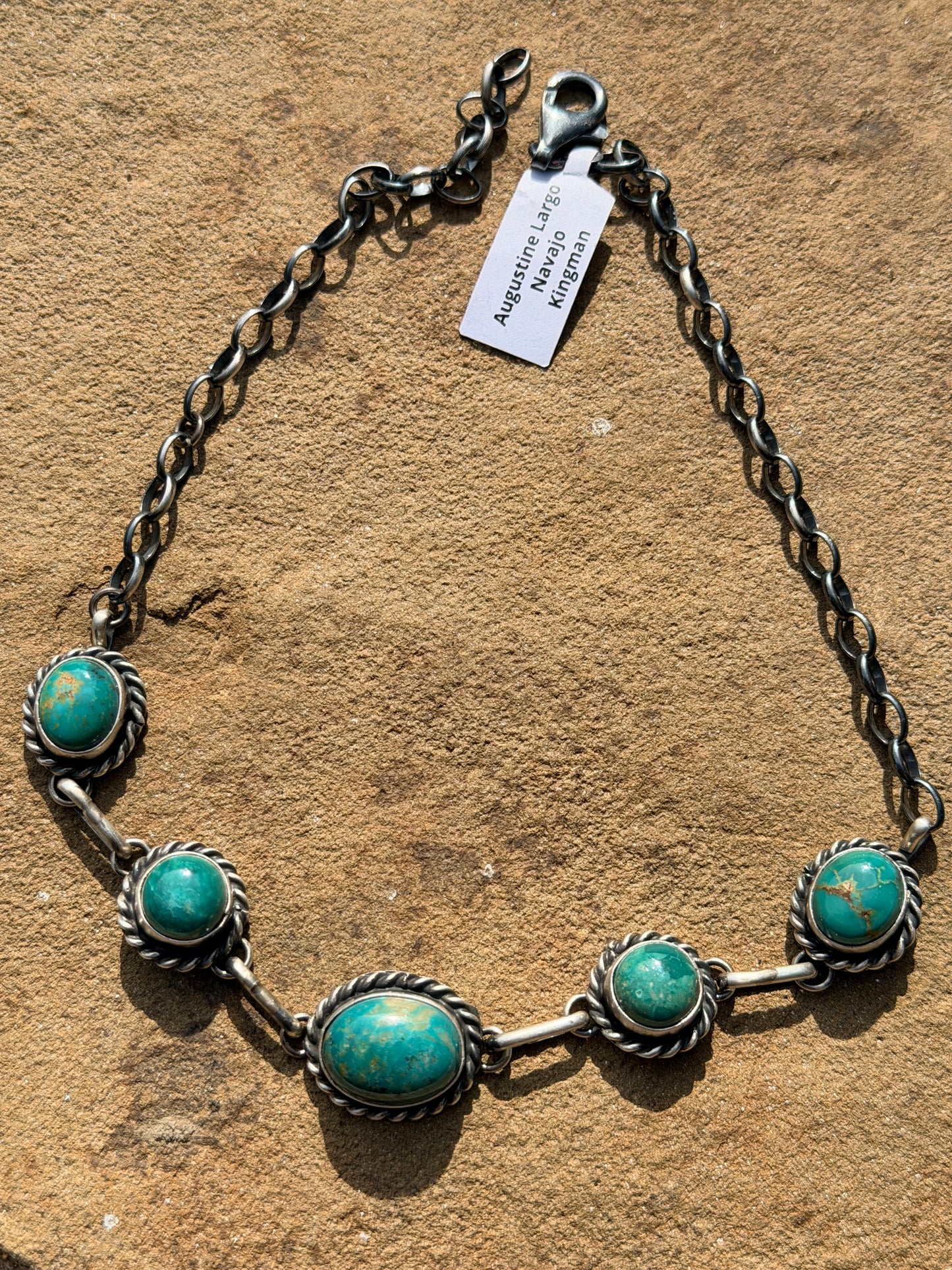 Native Made Augustine Largo 5 Stone Kingman Turquoise Choker
