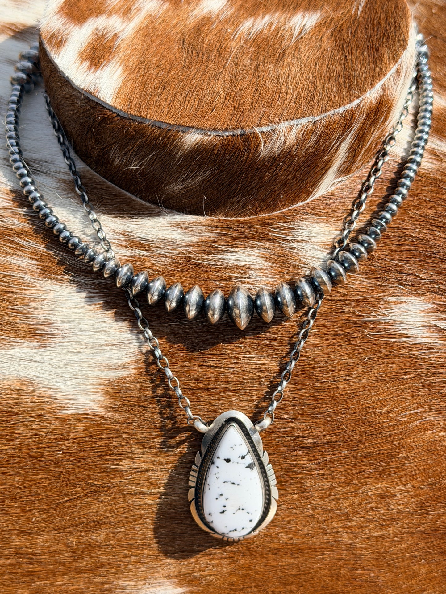 Native Made White Buffalo Necklace by Artist Alfred Martinez