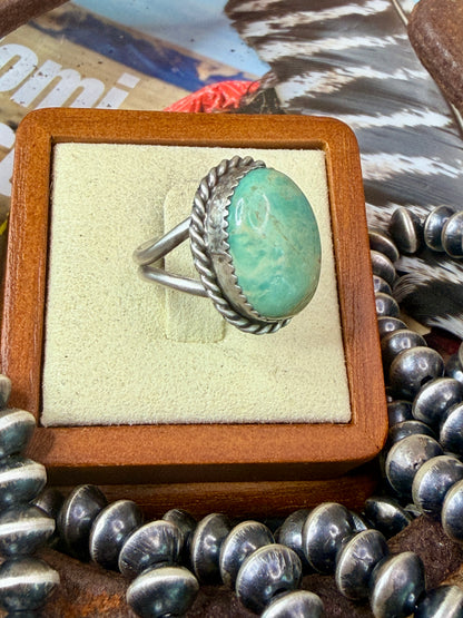 Native Made Royston Dome Turquoise Sterling Silver Ring Size 6