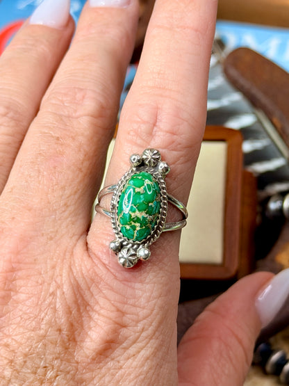 Native Made Sonoran Gold Ring with Starburst size 8.5