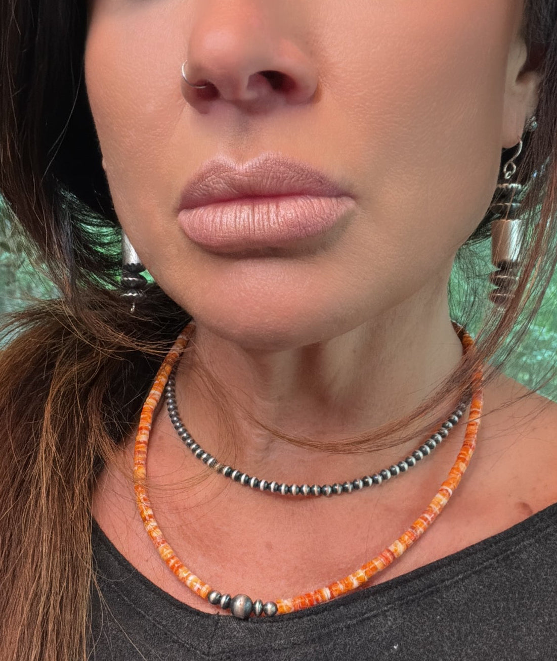 Orange Spiny Oyster Desert Pearl Beaded Necklace