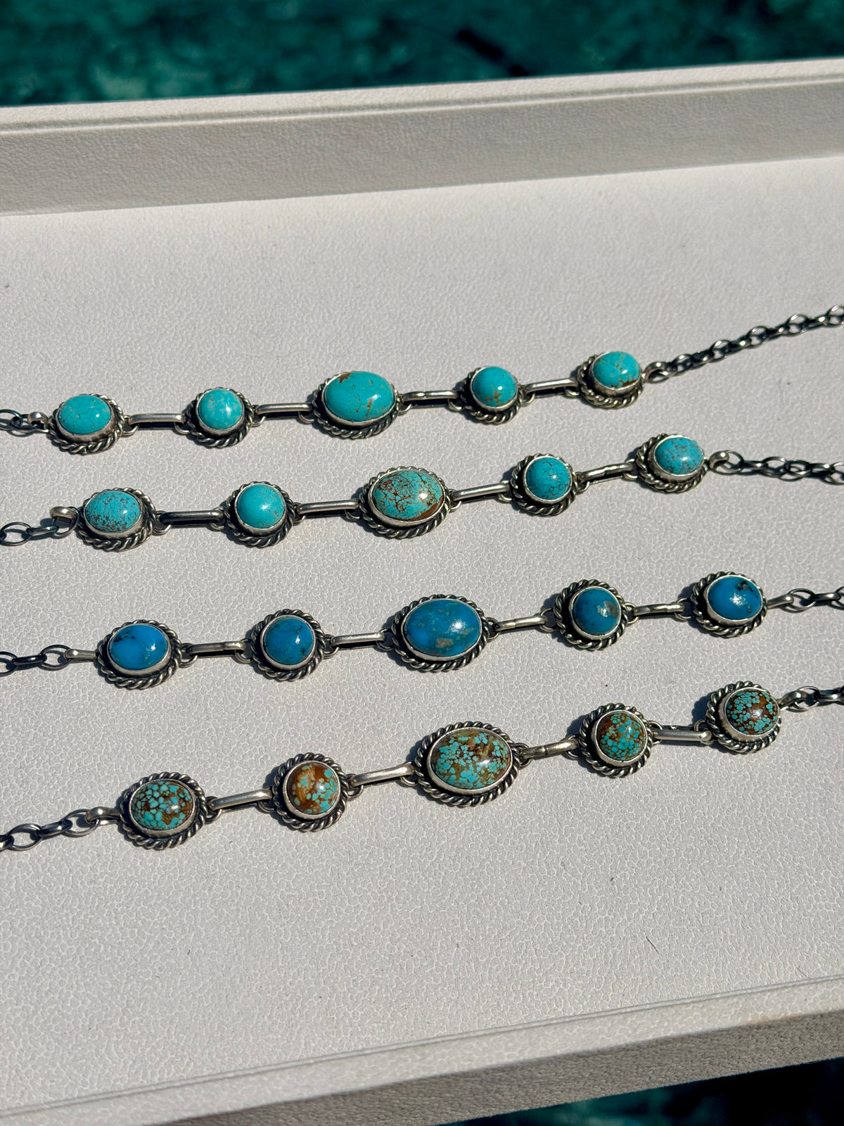 Native Made Augustine Largo 5 Stone Turquoise Choker (choose between Mine #8 and Kingman)