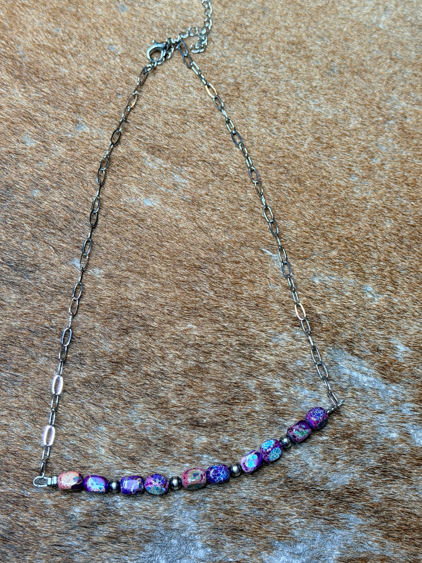 16 inch chain choker and Verascite sea sediment and sterling silver