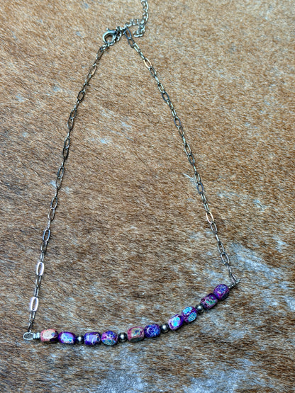 16 inch chain choker and Verascite sea sediment and sterling silver
