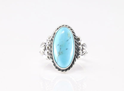 Size 5.5 Blue Kingman Turquoise Sterling Silver Ring Samuel Yellowhair Navajo
