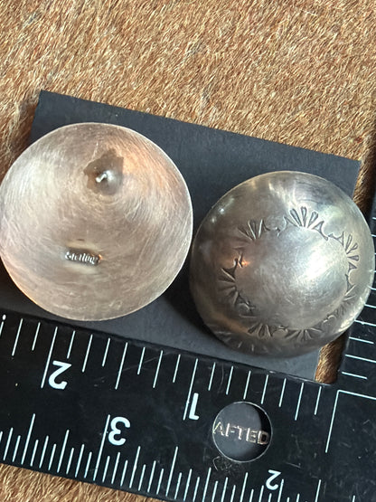 Authentic Large Stamped Domed Earrings