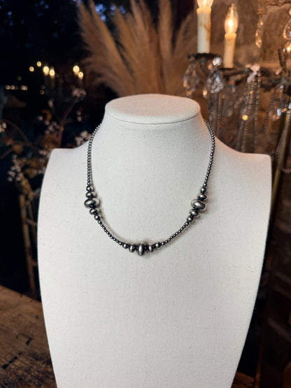3mm-9mm Rondelle Sterling Silver Pearls Necklace (Choose your length)