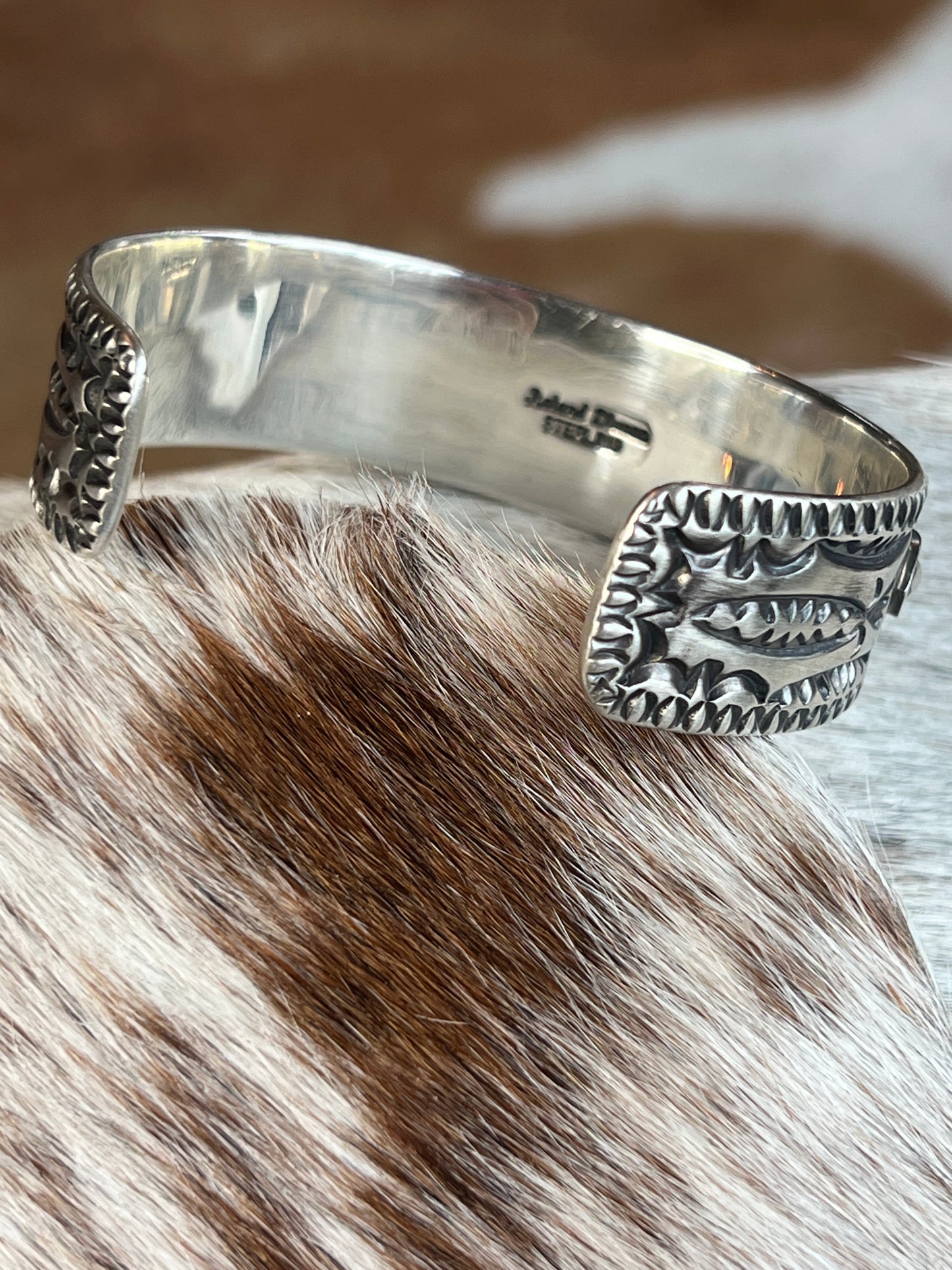 Native Made Sterling Silver Cuff by - Roland Dixson