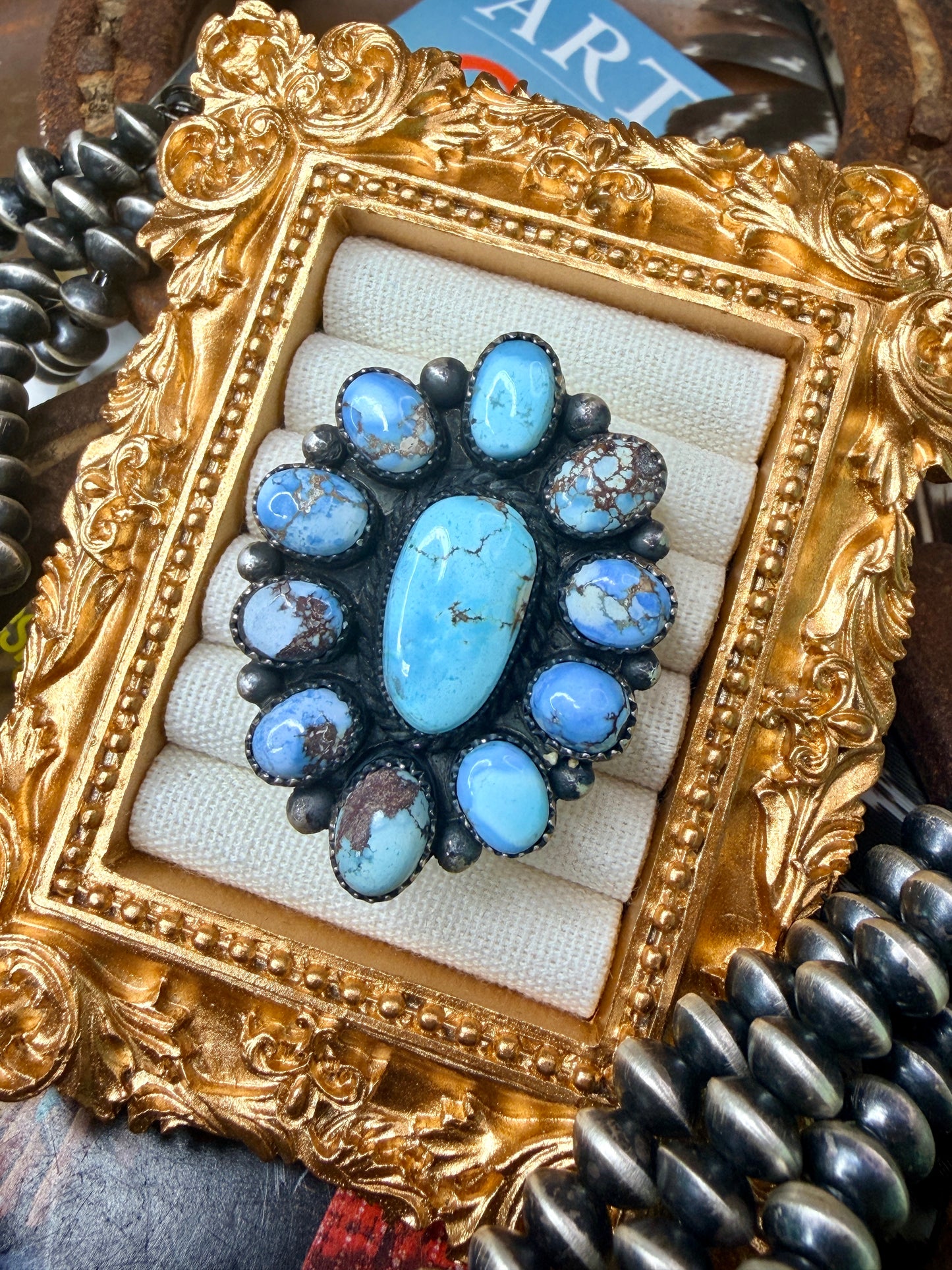 Native Made Golden Hills Cluster Adjustable Ring by Annie Spencer