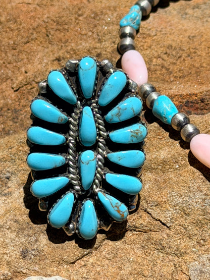 Native Made Turquoise & Sterling Silver Cluster Ring by Juliana Williams