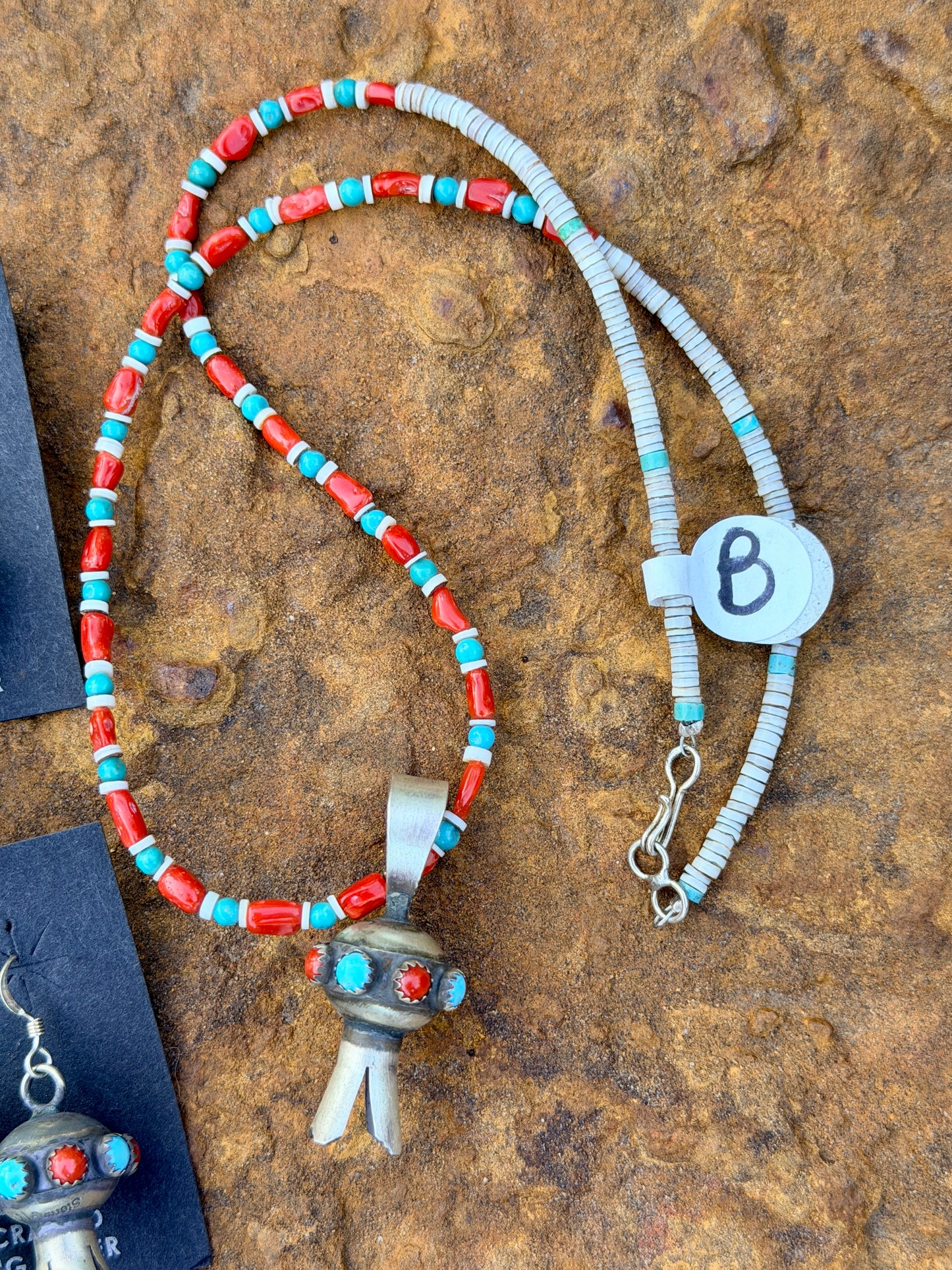 Squash Blossom Pendant on Beaded Necklace by Monica Smith