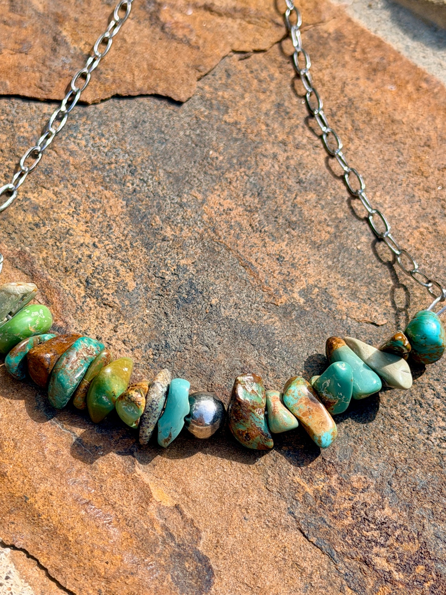 Green Turquoise Nugget Necklace