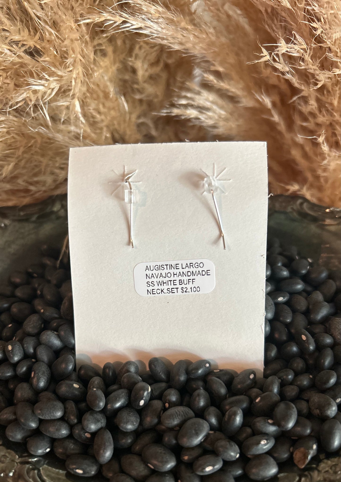 Native Made White Buffalo Earrings by Augustine Largo