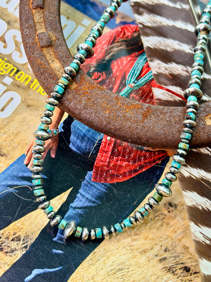 4mm- 8mm Turquoise with Sterling Silver Necklace