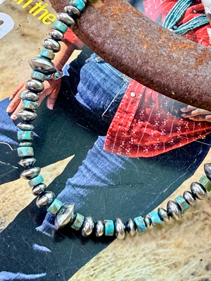 4mm- 8mm Turquoise with Sterling Silver Necklace