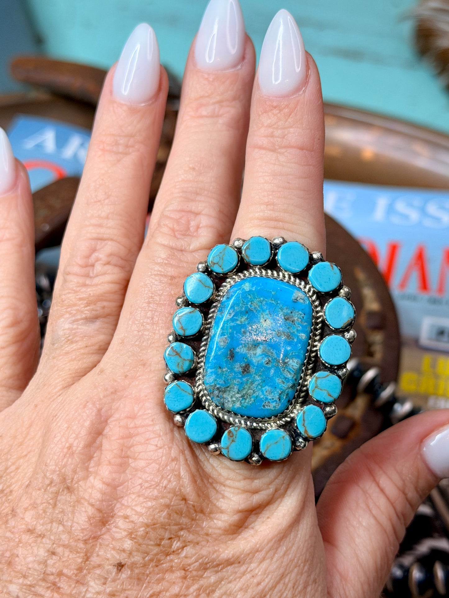 Large Adjustable Cluster Ring by L Etcitty